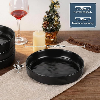 LIANYU 8.25’’ Pasta Bowls Set of 4, 33oz Large Wide Shallow Dinner Plates | - Image 2