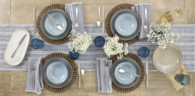 Oneida 897199 Organic Shades 12-Piece Dinnerware Set, Slate Blue - Image 12