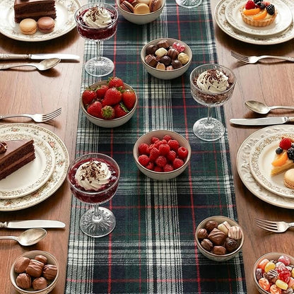 Artoid Mode Dark Blue Green Farmhouse Plaid Spring Table Runner, Winter Rustic - Image 4