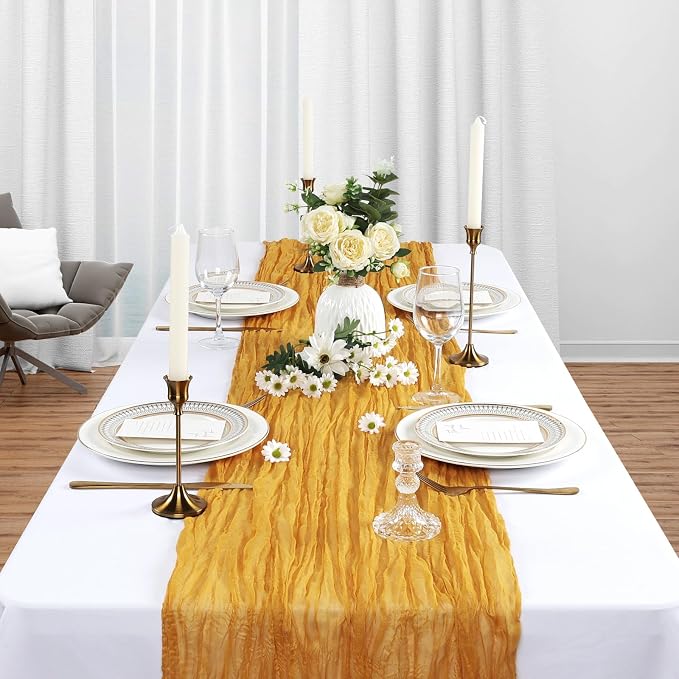 6 Pack Gold Cheesecloth Table Runner 10Ft Gauze Cheese Cloth Table Runner - Image 3