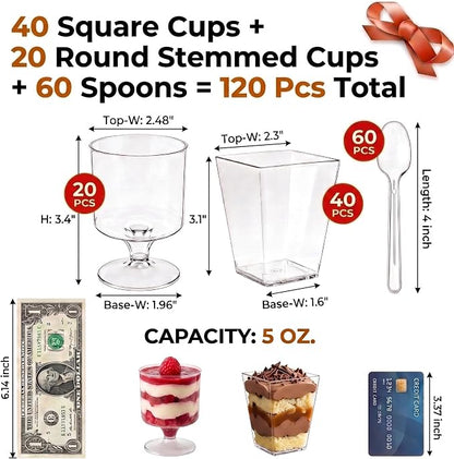 120 Pack 5 Oz Plastic Dessert Cups - Image 2