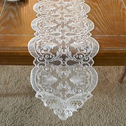 ARTABLE Off White Lace Table Runner Macrame Dresser Scarf Modern 10x110Inch | - Image 2