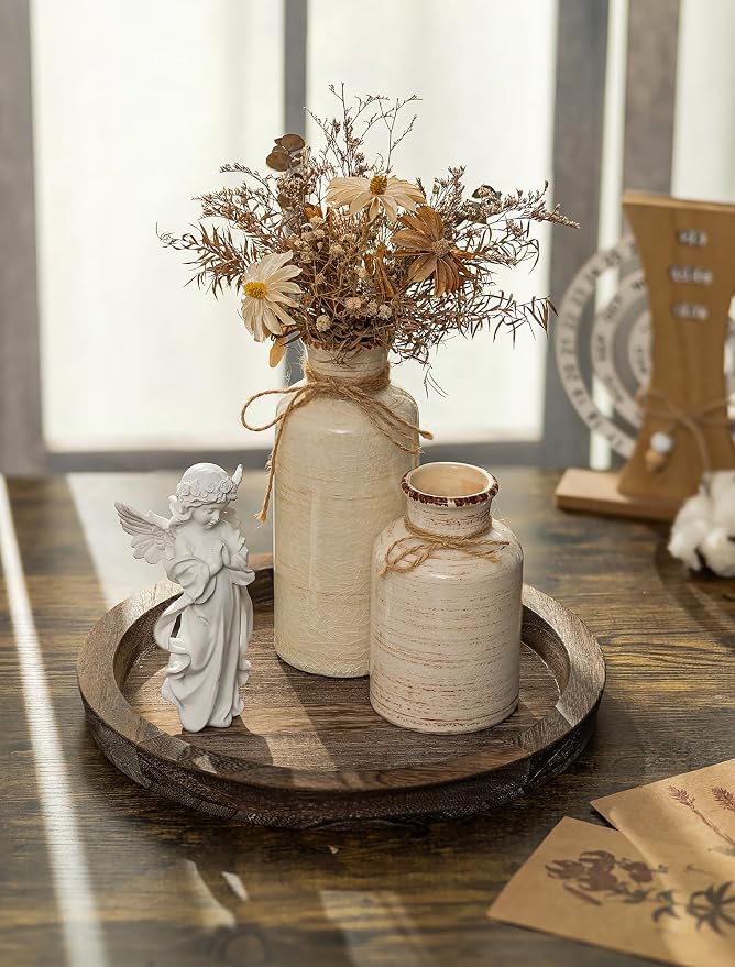 Hanobe Round Wooden Candle Holder Trays - Image 2