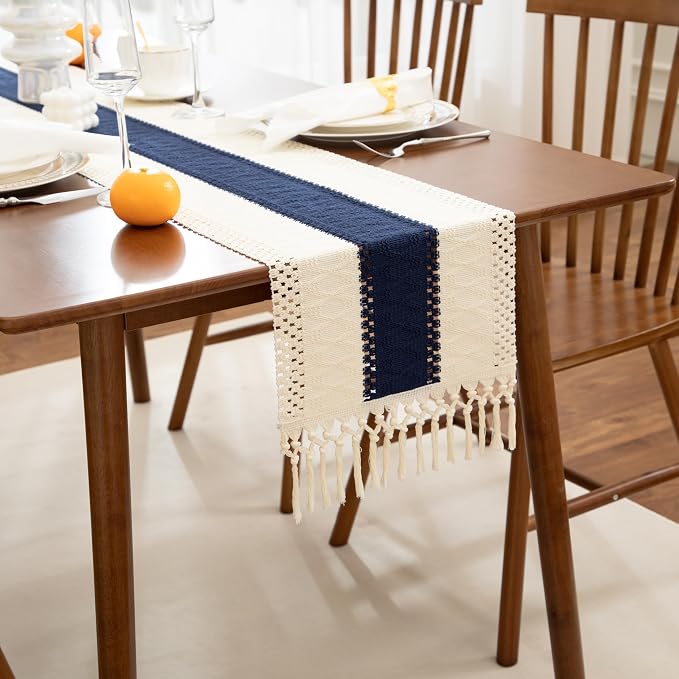 Boho Blue Table Runner, 12x72 Inches | - Image 6