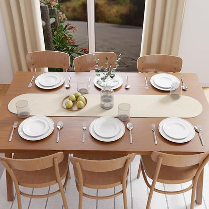 Encasa XO Dining Table Runner, Handmade Ribbed Cotton 12"x54" Off White | 100% - Image 7