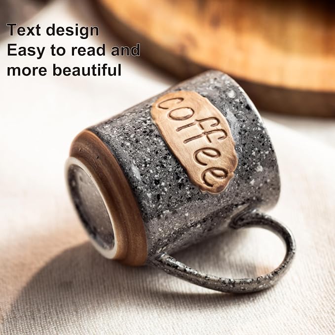 LYEOBOH Espresso Cups, Coffee Cups, Tea Cup - 3 oz Grey Ceramic Set of 6 - Image 8