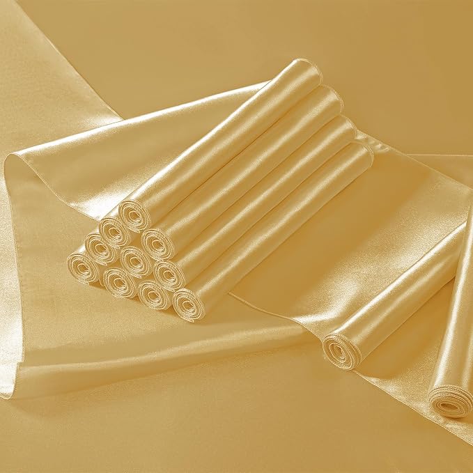 Manyshofu Yellow Gold Satin Table Runner 12x108 - Image 7