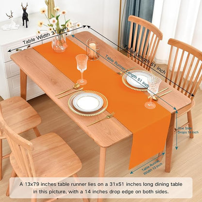 Faux Linen Table Runner Water Resistant 13 x 60 in, Coffee Table Runner - Image 2