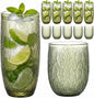Green Drinking Glasses Set of 12, 12 Oz Highball & 10 Oz Cocktail Glasses by FERAHI