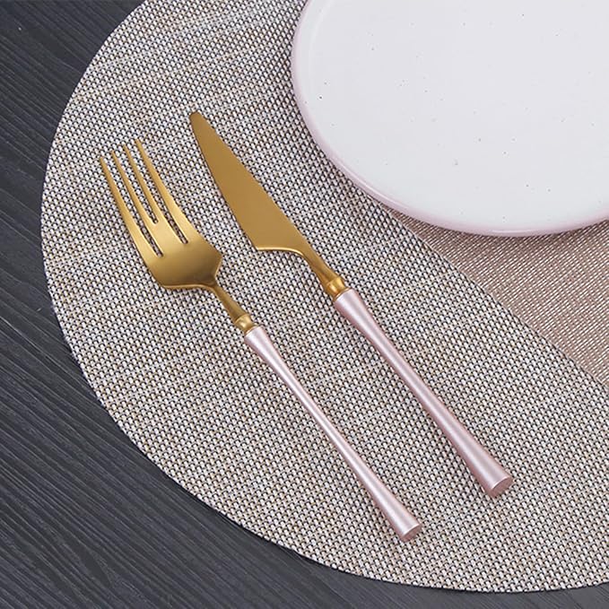 Blue Gold 16 Piece Matte Silverware Set Durable 18/8 Stainless Steel Flatware Cutlery Set for 4 Utensil Sets Home Kitchen Hotel Restaurant Dishwasher Safe Luxury-Tableware