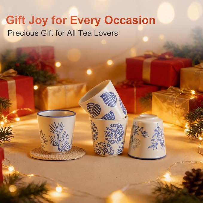 6.7 Ounce Janpanese Tea Cup Set of 4, Handle-less Espresso Cups Set - Image 6