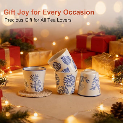 6.7 Ounce Janpanese Tea Cup Set of 4, Handle-less Espresso Cups Set - Image 6