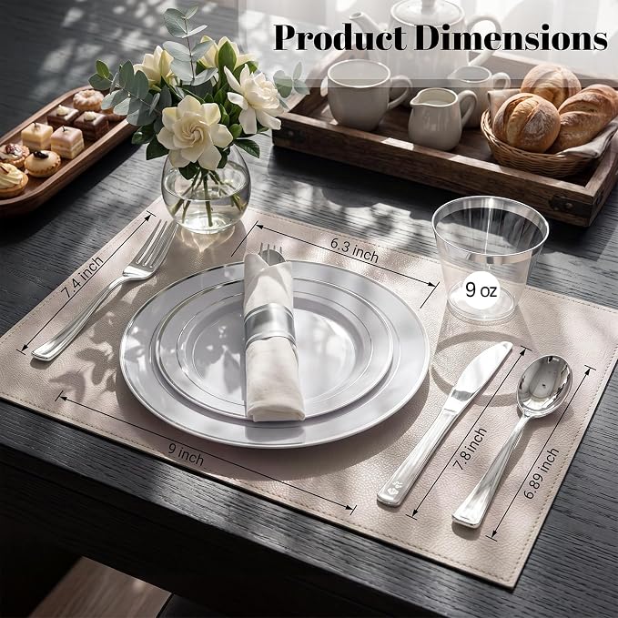 350Piece Silver Plastic Dinnerware Set - Image 2