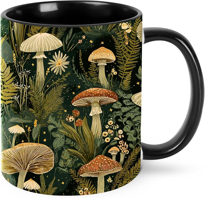 Yrebyou Mushroom Coffee Mug 11oz Ceramic Cup by Yrebyou