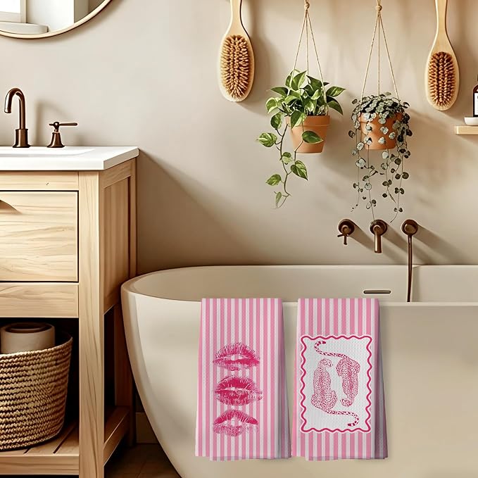 Preppy Pink Leopard Hand Towels - Image 5