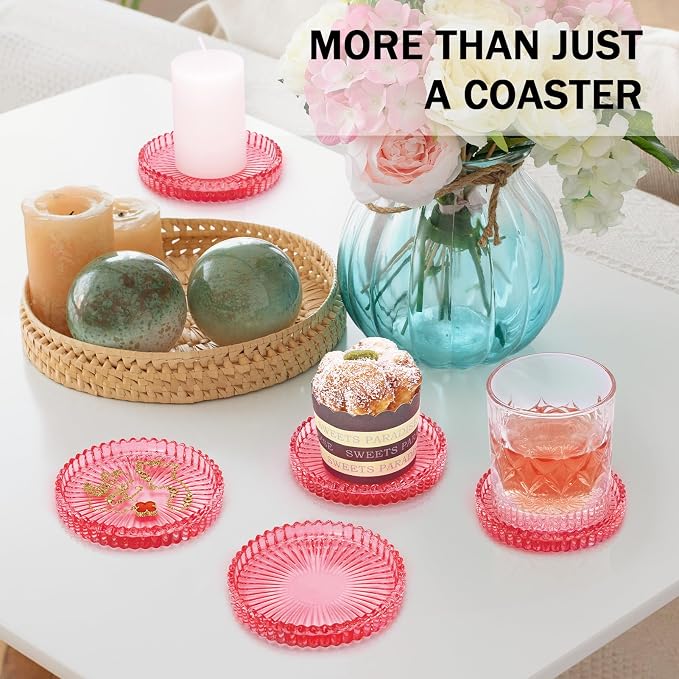 Modern Clear Glass Coasters Set of 6, Cute Coasters Table Mats - Image 5