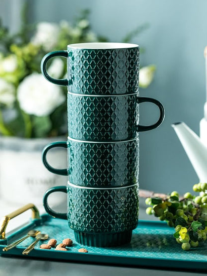 LYEOBOH Coffee Mug Set Porcelain Stackable Coffee Mugs - Image 7
