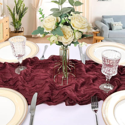 12 Pack 10Ft Burgundy Cheesecloth Table Runner 23 x 120 Inch | Gauze Rustic - Image 4