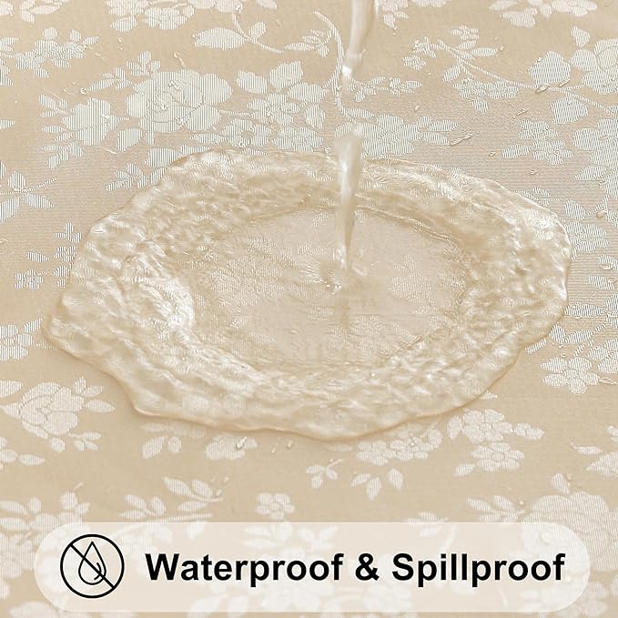 Smiry Rectangle Table Cloth, Waterproof Heavy Duty Vinyl Tablecloths, Wipeable Washable Table Cover for Kitchen and Dining Room (Beige, 60" X 120")