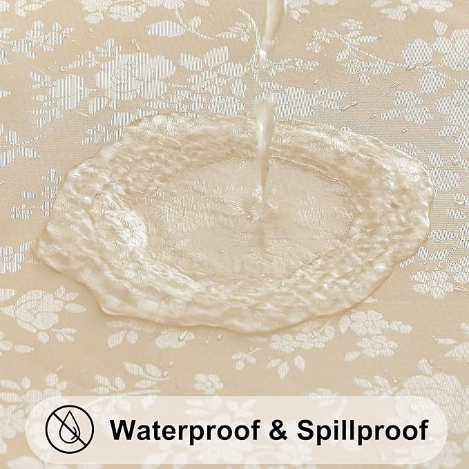 Smiry Rectangle Table Cloth, Waterproof Heavy Duty Vinyl Tablecloths, Wipeable Washable Table Cover for Kitchen and Dining Room (Beige, 52" X 70")
