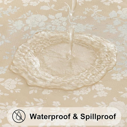 Smiry Rectangle Table Cloth, Waterproof Heavy Duty Vinyl Tablecloths, Wipeable Washable Table Cover for Kitchen and Dining Room (Beige, 60" X 126")
