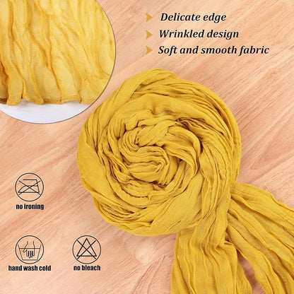 Cheesecloth Table Runner 13.3FT Long Yellow Boho Table Runner Wrinkle Rustic - Image 3