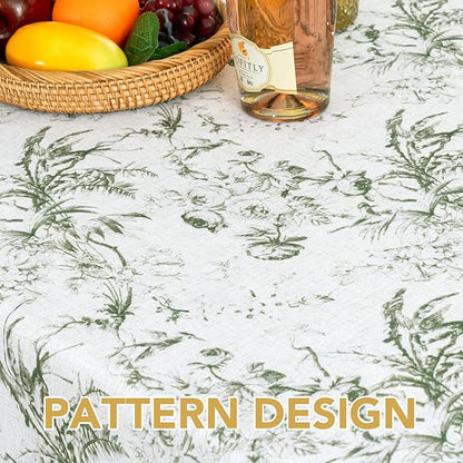 H.VERSAILTEX Linen Table Cloths Floral Printed Tablecloth Spill-Proof Waterproof Table Cover for Dining Buffet Feature Soft and Thick Fabric Wrinkle Free, 60 x 120 Inch, Vintage Botanical - Green