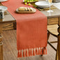 Artoid Mode Terracotta Orange Tassel Table Runner, Fall Linen Blend Rustic by ArtoidMode