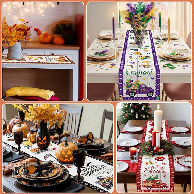LemonRoad 12 Pcs Holiday Table Runner 72 Inches Seasonal Truck Table Decor - Image 5