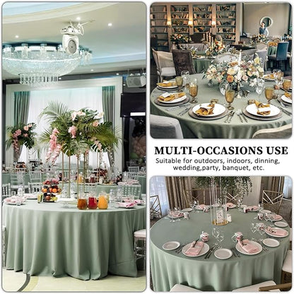 8 Pack Sage Green Round Tablecloth 90 Inch Stain and Wrinkle Resistant Round Sage Green Table Cloth Reusable and Washable Polyester Fabric Table Covers for Buffet Wedding Party and Banquet