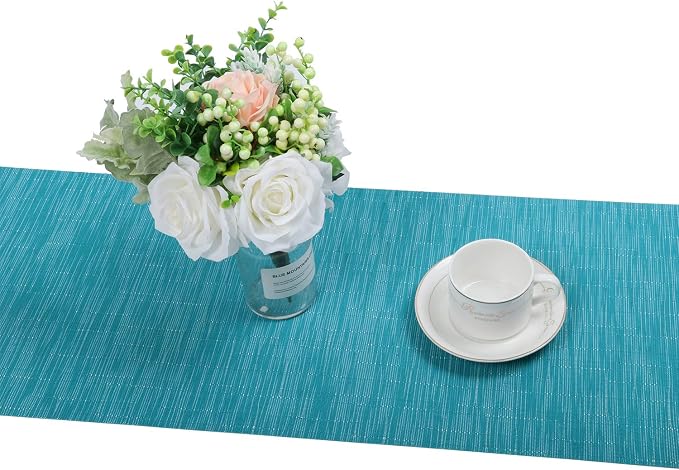 SHACOS Woven Vinyl Table Runner Indoor Outdoor 12x54 inch Kitchen Dining Table - Image 5