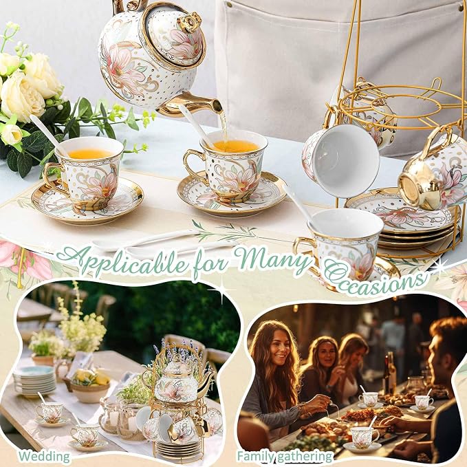 Zhehao 20 Pcs Porcelain Tea Set - Image 4