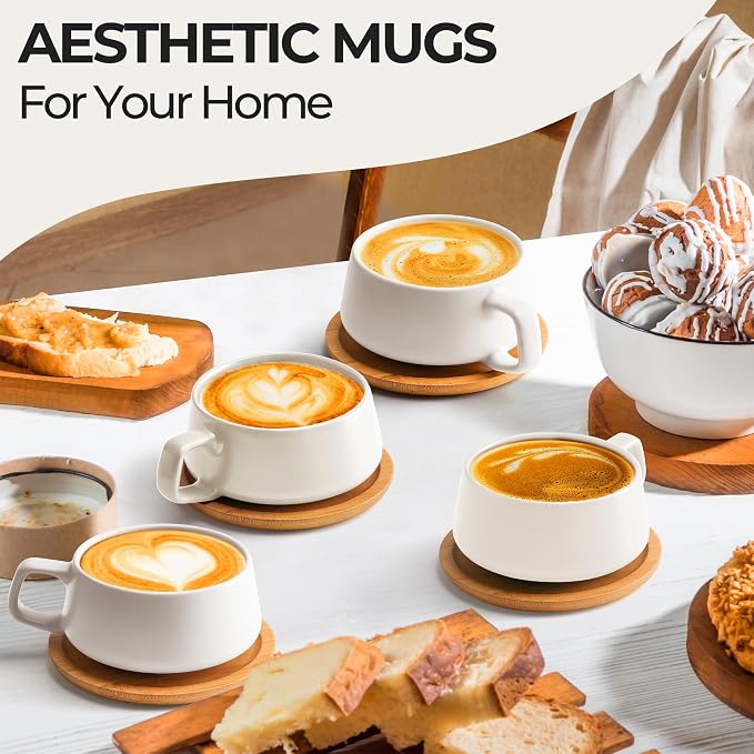 MIAMIO - Cappuccino Cup Set of 4, Wide - Luxe | Ceramic cappuccino cups and - Image 2