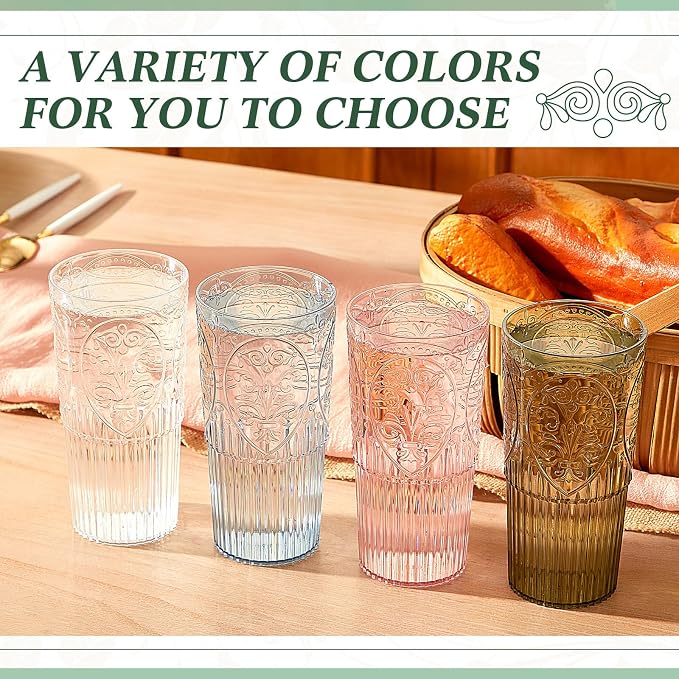 Wiwiqing 20oz Vintage Plastic Ribbed Tumblers Set of 12, Baby Shower, Birthday - Image 6