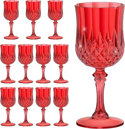 7OZ Plastic Wine Glasses, Reusable Vintage Goblets Unbreakable Drinking Glasses by Unknown