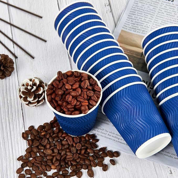 JollyPack Disposable Paper Coffee Cups, 8 oz, 120 Pack, Insulated Ripple Wall - Image 7
