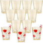 12 PCS Plastic Ribbed Drinking Glasses 10oz Gold Vintage Ripple Stemless Wine by SHIQIKEJIPTY