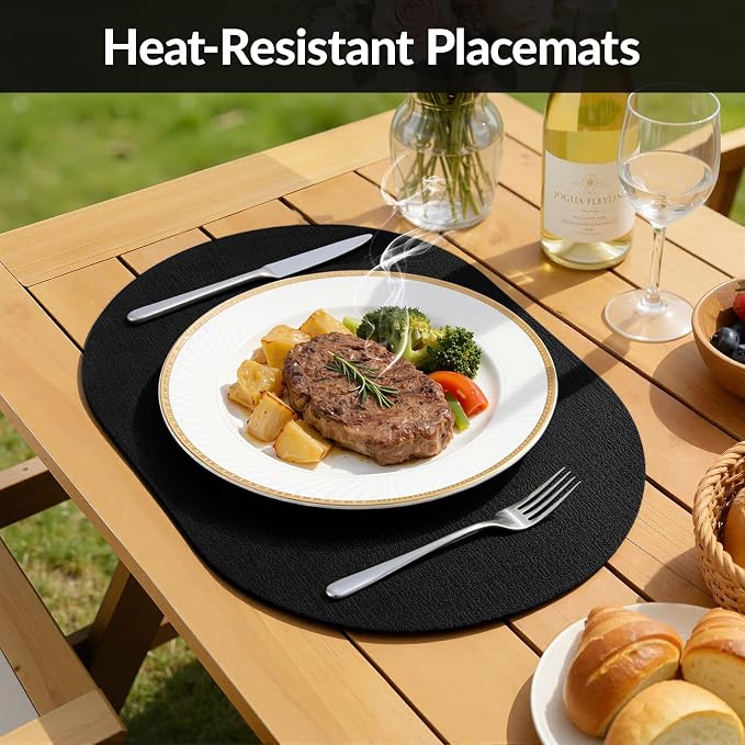 Placemats Set of 4, 11.8 x 17 Inch, Waterproof Wipeable Reversible PU Placemat - Image 4