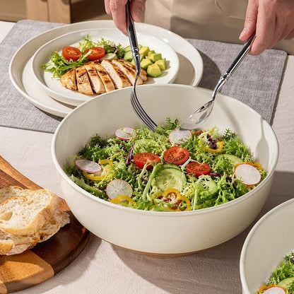 AmorArc 9.8’’ Ceramic Serving Bowls, 3.1 Qt Extra Large Salad Bowls Set of 2 - Image 6