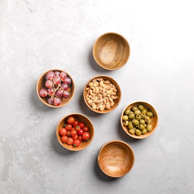 Set of 6 small acacia wood dessert bowls 4.2 * 2 inches | 8 oz capacity | - Image 6