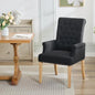 Fabric Dining Chair with Arms, Upholstered Tufted High Back Dining Room Chairs, Accent Armchair with Solid Wood Leg and Nailhead Trim, Kitchen Dining Living Room, Black