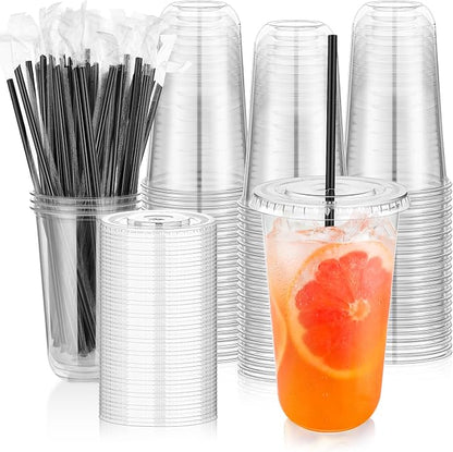 tchrules 100 Set 18oz Clear Round Bottom Plastic Cups by Tchrules