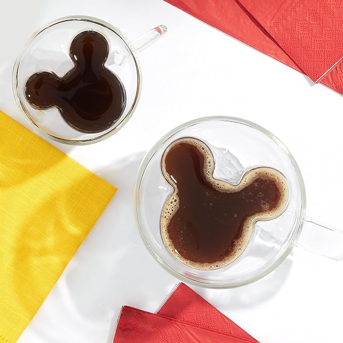JoyJolt Disney Mickey Mouse 3D Espresso Cups 5.4oz Glass Set of 2 - Image 2