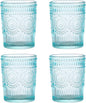 Amzcku Blue Drinking Glasses Set of 4, Vintage Glassware 10 oz- by Amzcku