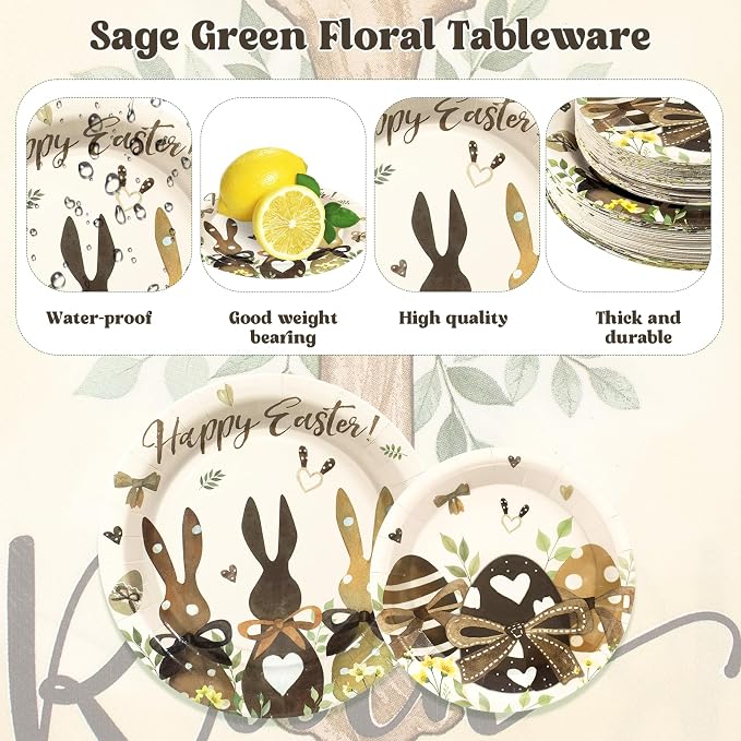 60 Pcs Happy Easter Plates and Napkins Party Supplie, Serves 20 | Easter Egg - Image 3