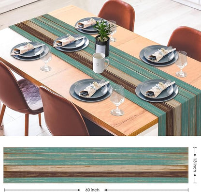 Emvency Table Runner, 13x60 Inch, Farmhouse Vintage Art | Painting Green Dining - Image 2
