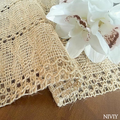 Burlap Placemats Set of 4, 12x18 Inch Natural Cotton Jute and Kitchen Woven - Image 5
