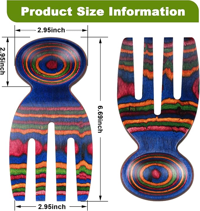 MYRAINBOW Salad Tongs, Salad Hand, Pakkawood Salad Tongs - Image 4