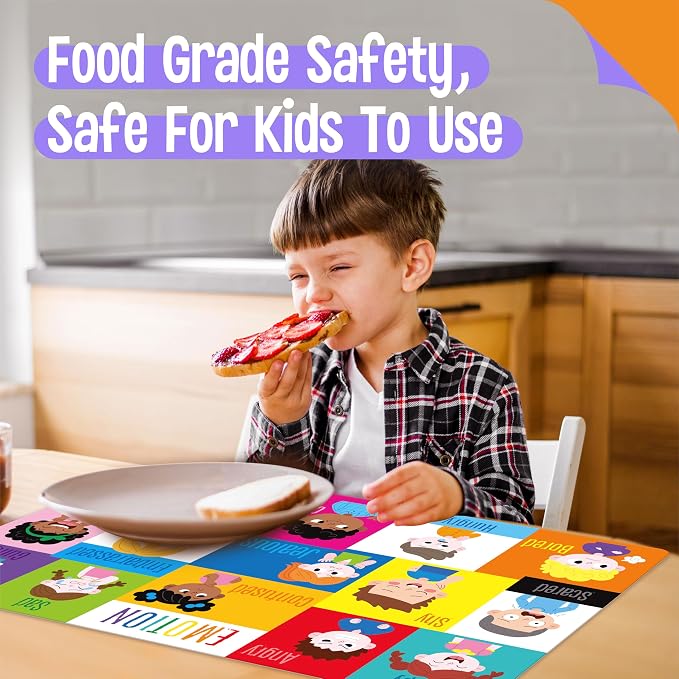 6 Pack Placemats for Kids, Non-Slip Washable, Reusable Alphabet, Color & - Image 6