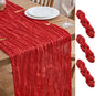 Asee'm 3pcs Red Cheesecloth Table Runner Christmas 10FT Boho Rustic Gauze | by Aseem